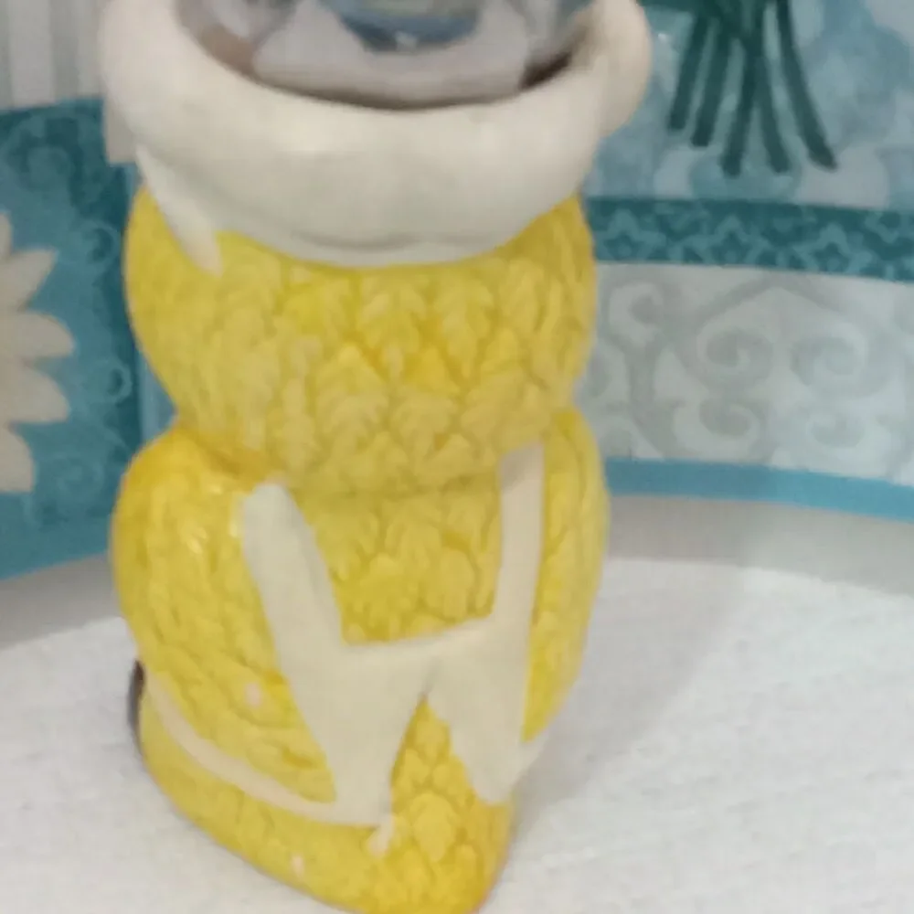 Ceramic Kitchen OWL Yellow Utensil Holder 6